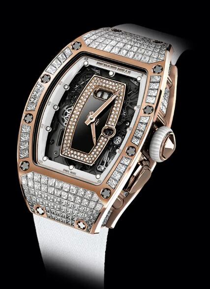 Review Richard Mille Replica Watch RM 037 Automatic Red Gold Diamond White Rubber - Click Image to Close